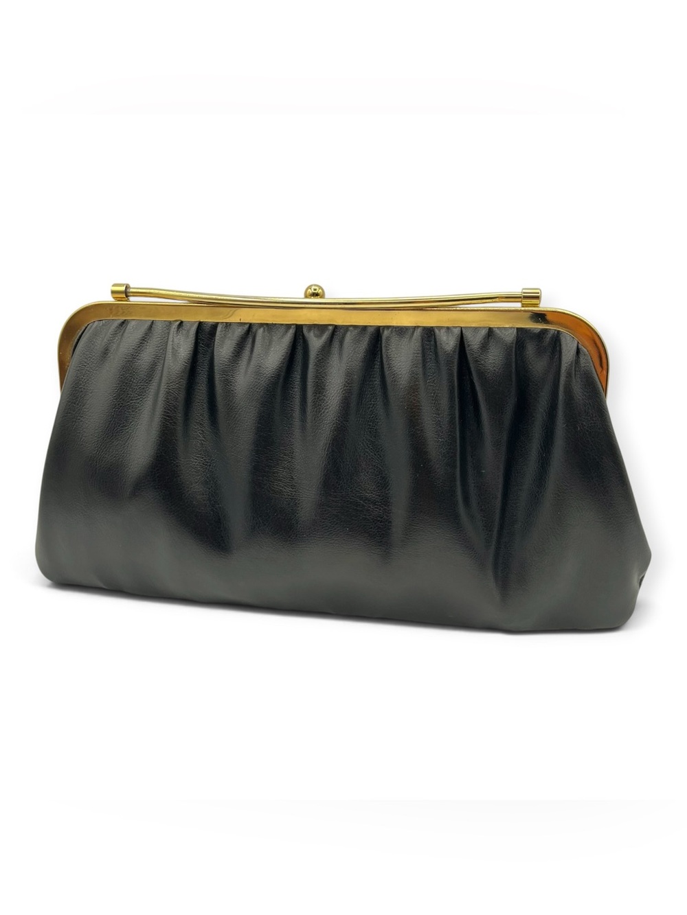 Reversible Gray Grey Black Vintage 50s 60s Bar Clasp Clutch Purse Faux Leather